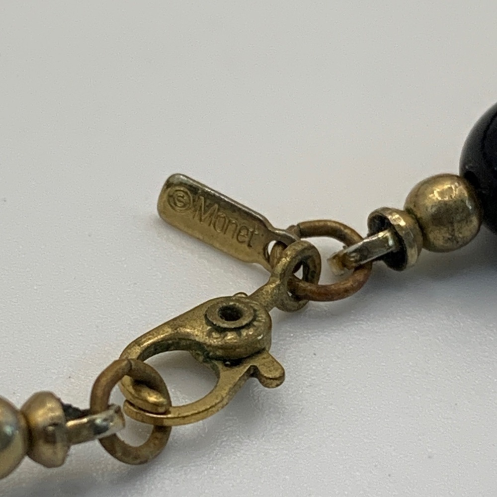 Monet Retro-Styled Black and Gold-tone Beaded Necklace - Picture 3 of 5